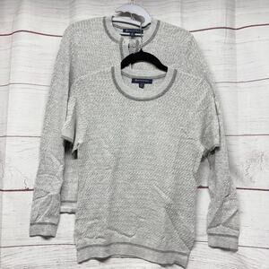 Set_Brooks Brothers Gray Metallic Cardigan Size M and Short Sleeve Sweater Small